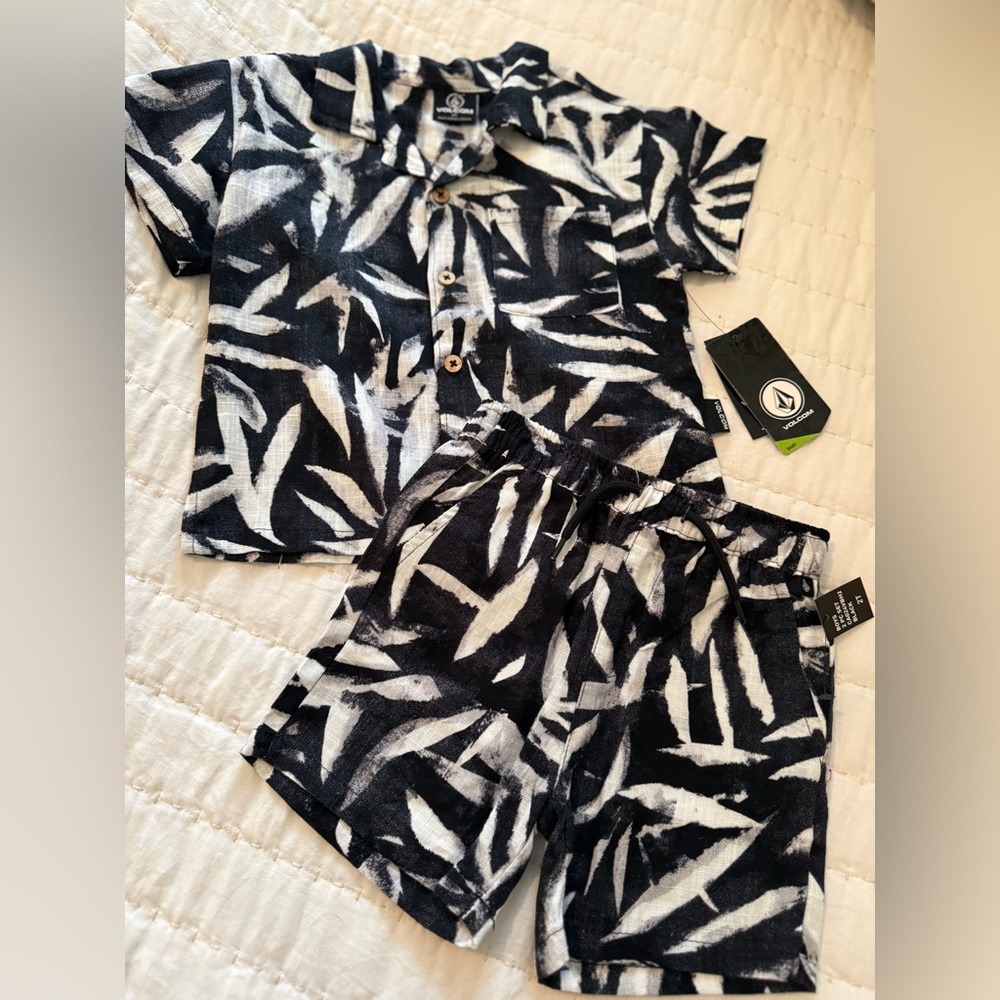 Volcom Toddler Boy Monochrome Abstract Shirt & Short Set